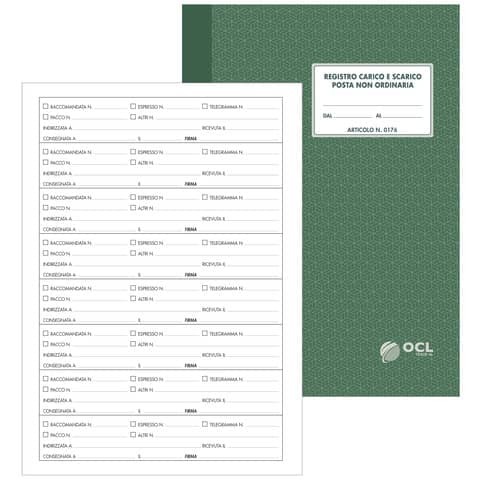 Registro di carico/scarico posta non ordinaria O.C.L. (per portinai) - 40 fogli - 0176